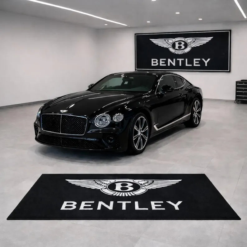 Bentley Garage Floor Mat 5x7 FT (60x87 Inches) Premium Showroom Rug & Wall Decor Luxury Racing Style
