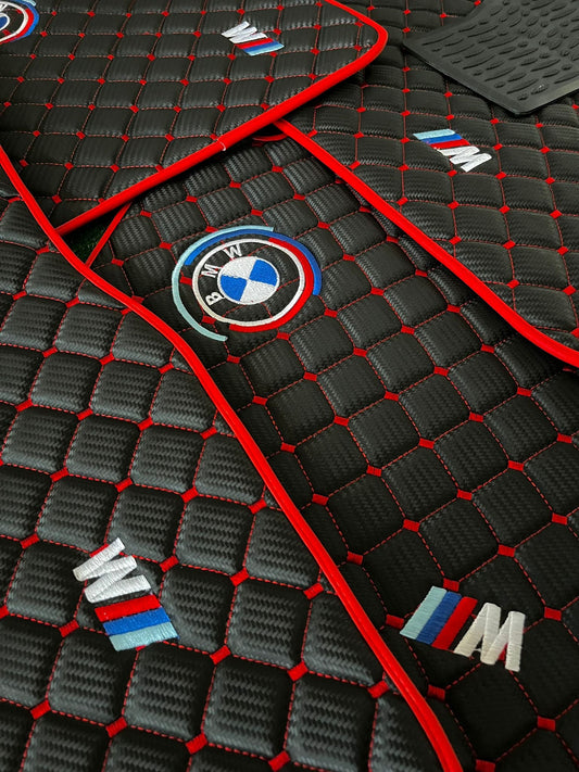 For BMW X5M Colorful Carbon Car Floor Mats Custom fit Leather for all BMW M Colorful Waterproof Carpet Liner
