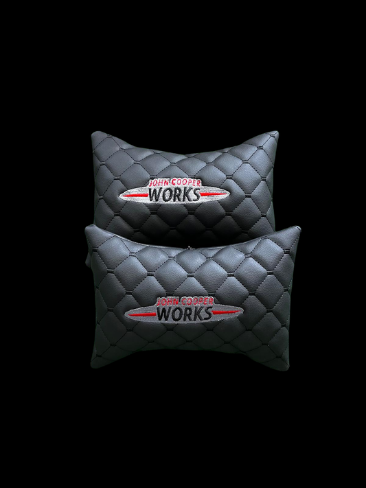 For Mini Cooper John Cooper Leather Neck Pillows for Cars - Premium Comfort and Style (2 PCS)