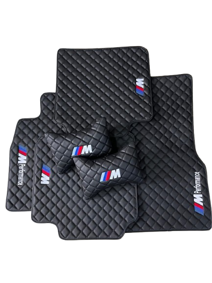 For BMW M Performance Car Floor Mats Set ( With 2 Pillow ) Custom fit Leather for all BMW M Performance Waterproof Carpet Liner and 2 Pillow Set