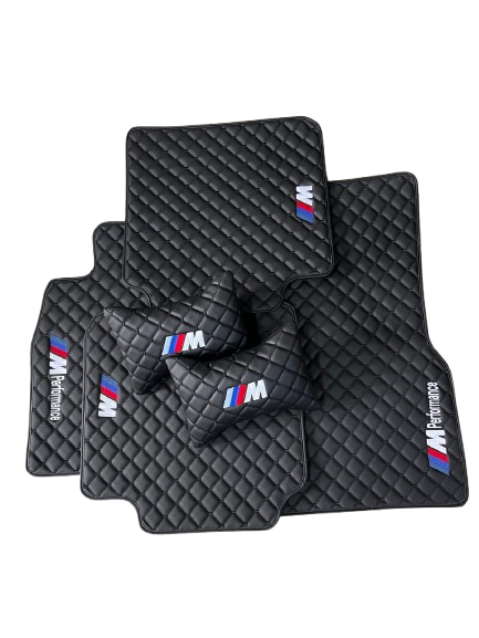 For BMW M Performance Car Floor Mats Set ( With 2 Pillow ) Custom fit Leather for all BMW M Performance Waterproof Carpet Liner and 2 Pillow Set