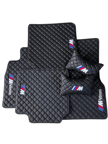 For BMW M Performance Car Floor Mats Set ( With 2 Pillow ) Custom fit Leather for all BMW M Performance Waterproof Carpet Liner and 2 Pillow Set