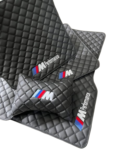 For BMW M Performance Car Floor Mats Set ( With 2 Pillow ) Custom fit Leather for all BMW M Performance Waterproof Carpet Liner and 2 Pillow Set