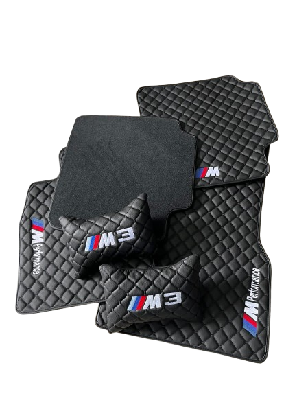 For BMW M3 Series Car Floor Mats Set ( With 2 Pillow ) Custom fit Leather for all BMW M3 Series Waterproof Carpet Liner and 2 Pillow Set