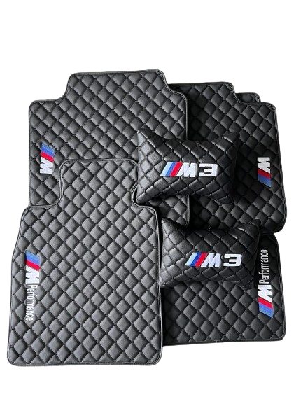 For BMW M3 Series Car Floor Mats Set ( With 2 Pillow ) Custom fit Leather for all BMW M3 Series Waterproof Carpet Liner and 2 Pillow Set