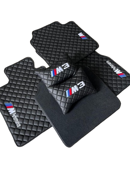 For BMW M3 Series Car Floor Mats Set ( With 2 Pillow ) Custom fit Leather for all BMW M3 Series Waterproof Carpet Liner and 2 Pillow Set