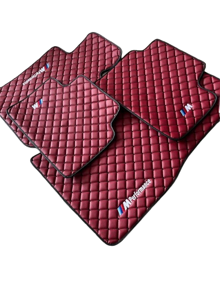 For BMW M Performance Bordeaux Red Car Floor Mats Custom fit Leather for all BMW M Performance Waterproof Carpet Liner