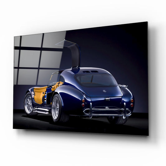 Classic Blue Shelby Cobra Glass Wall Art – Premium Tempered Glass Picture for Luxury Home & Garage Décor