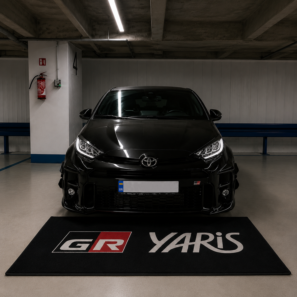 Toyota GR Yaris Garage Floor Mat 5x7 FT (60x87 Inches) Premium Showroom Rug Wall Decor