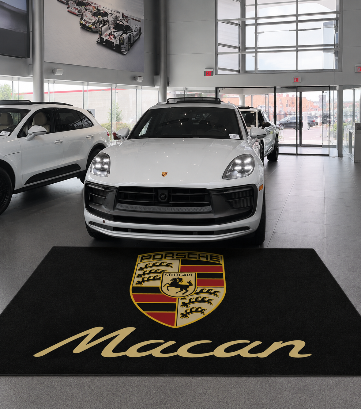Porsche Macan Garage Floor Mat 5x7 FT (60x87 Inches) Premium Showroom Rug Wall Decor