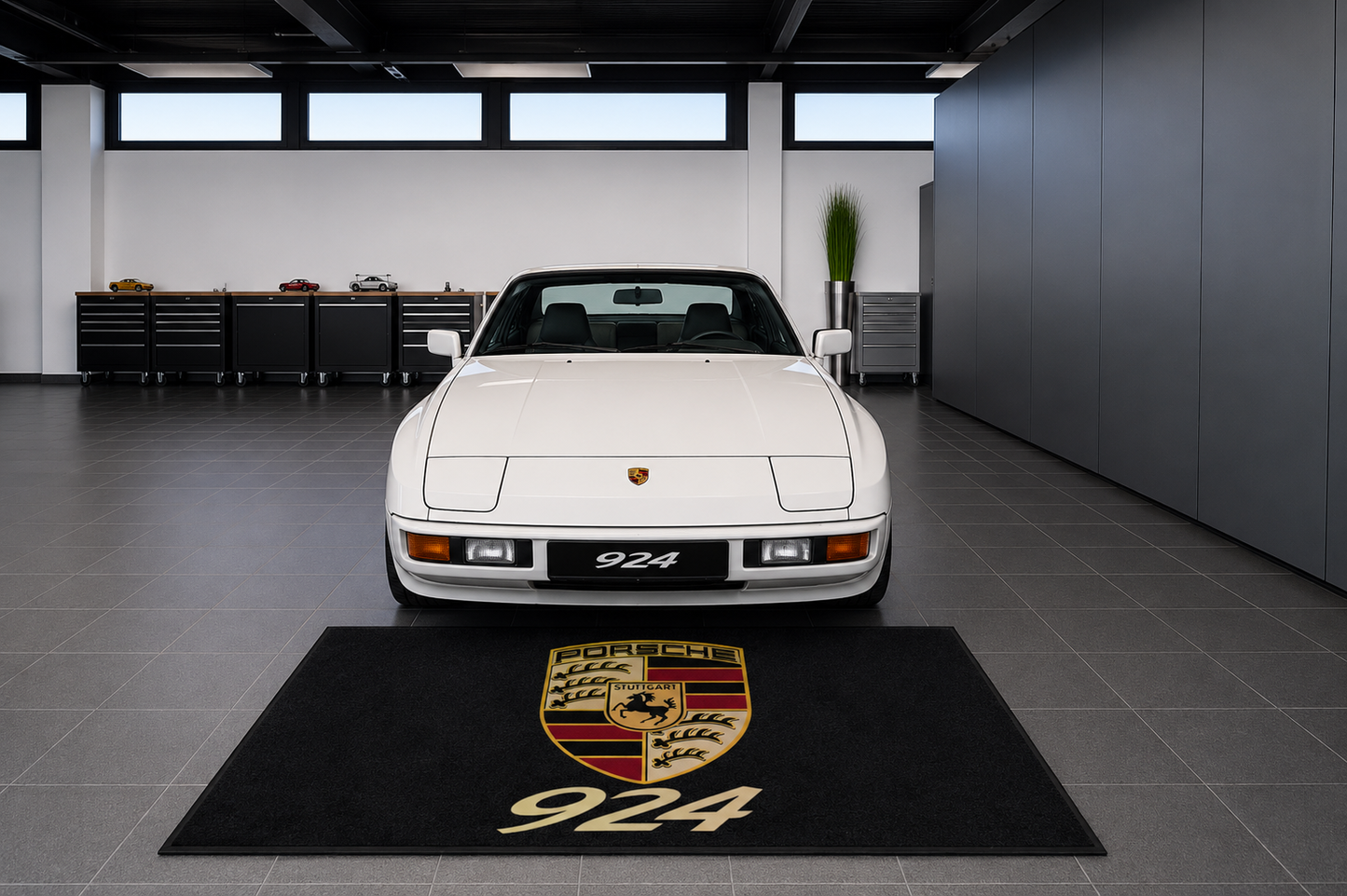 Porsche 924 Garage Floor Mat 5x7 FT (60x87 Inches) Premium Showroom Rug Wall Decor