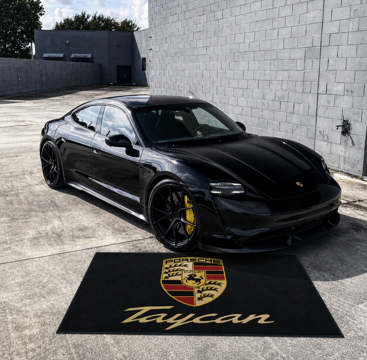 Porsche Taycan Garage Floor Mat 5x7 FT (60x87 Inches) Premium Showroom Rug Wall Decor