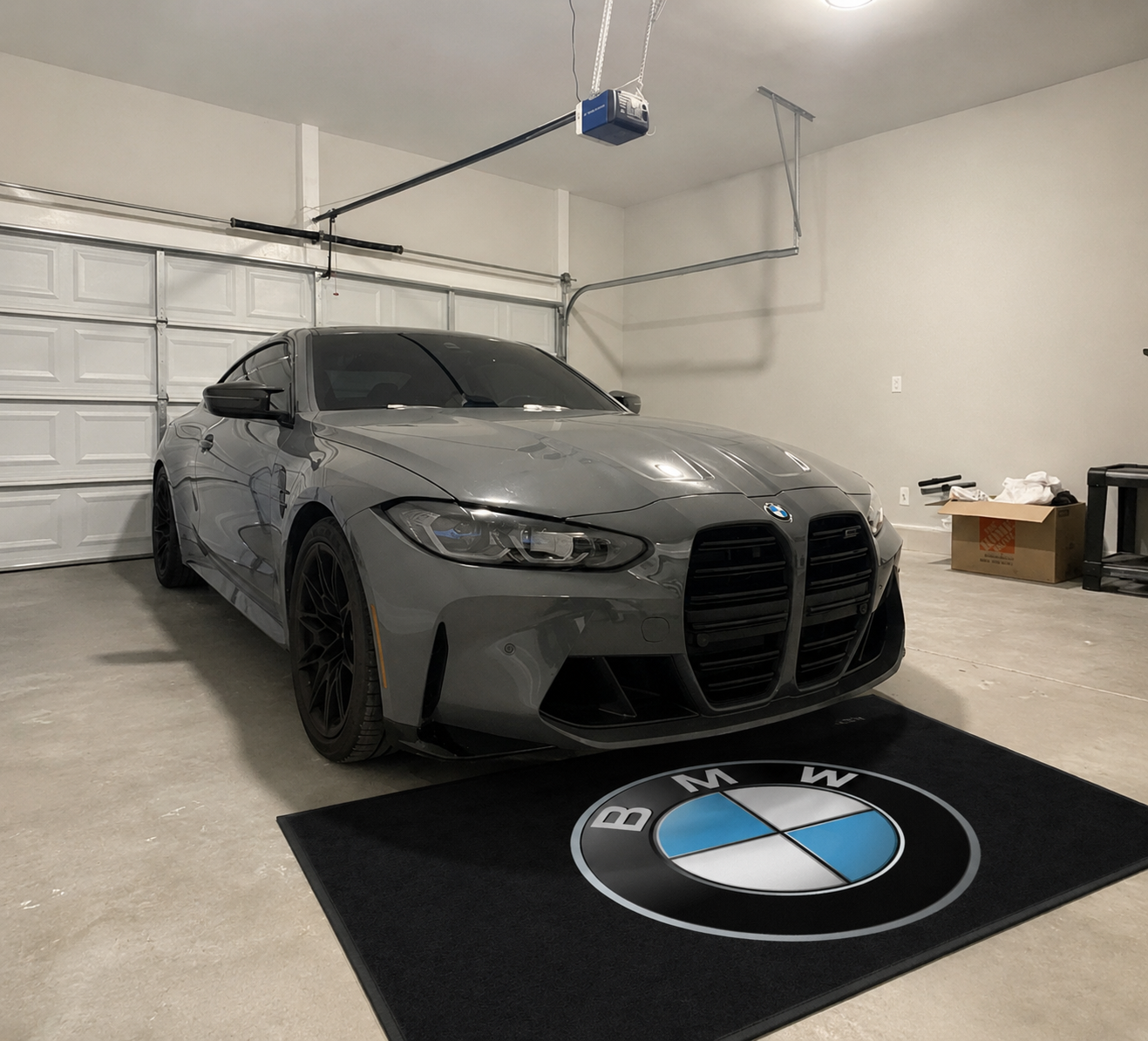 BMW Garage Floor Mat 5x7 FT (60x87 Inches) Premium Showroom Rug & Wall Decor