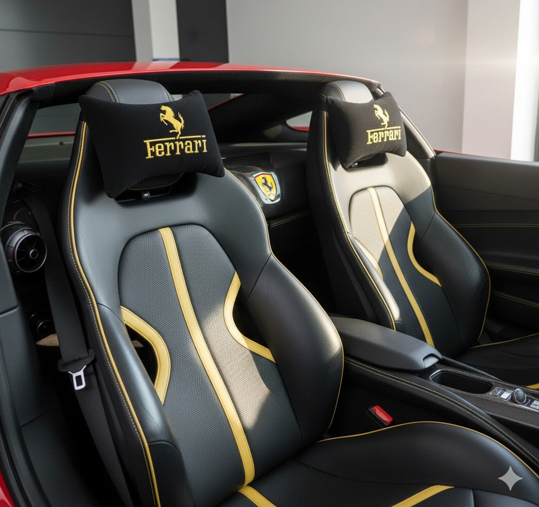 For F E R A R I Neck Pillows for Cars - Premium Comfort and Style (2 PCS)