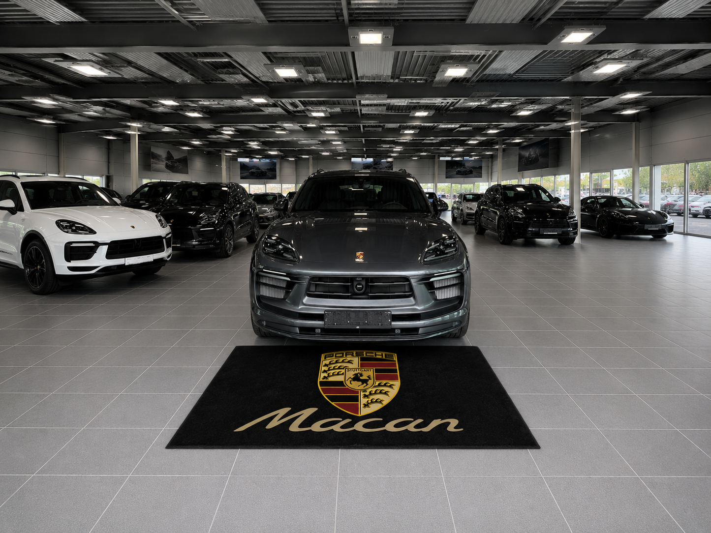 Porsche Macan Garage Floor Mat 5x7 FT (60x87 Inches) Premium Showroom Rug Wall Decor