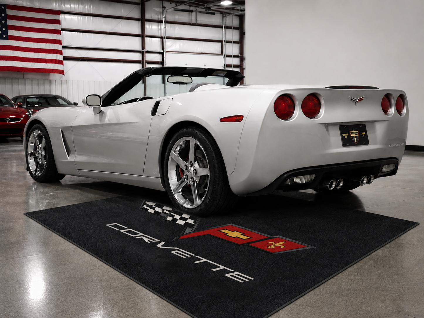 Corvette C6 Garage Floor Mat 5x7 FT (60x87 Inches) Premium Showroom Rug Wall Decor