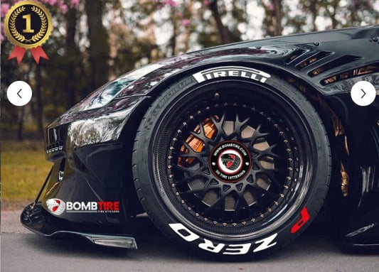 P Zero Permanent Tire Stickers Full Set of 8 for 4 Tires Waterproof & 1.25" Decals