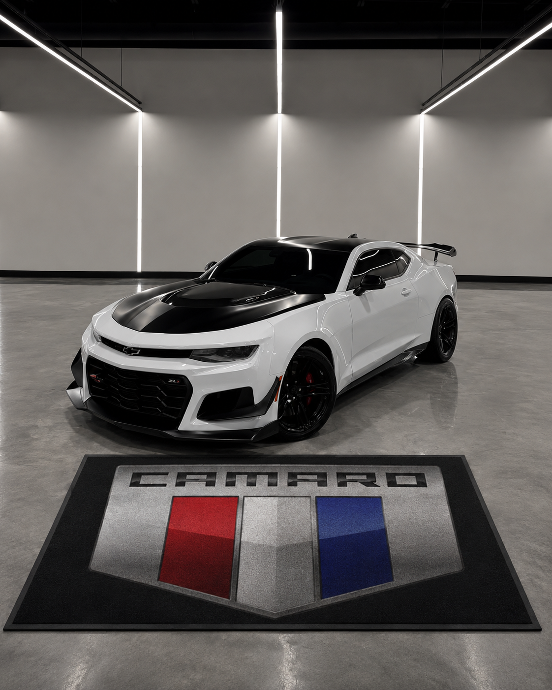Camaro Garage Floor Mat 5x7 FT (60x87 Inches) Premium Showroom Rug & Wall Decor
