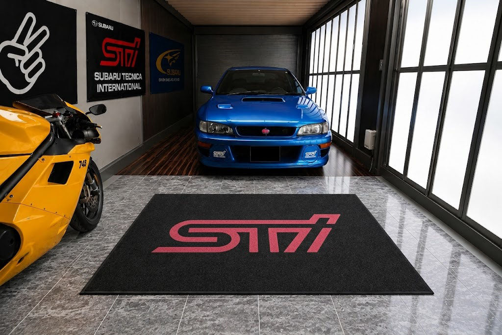 Subaru STI Garage Floor Mat 5x7 FT (60x87 Inches) Premium Showroom Rug Wall Decor