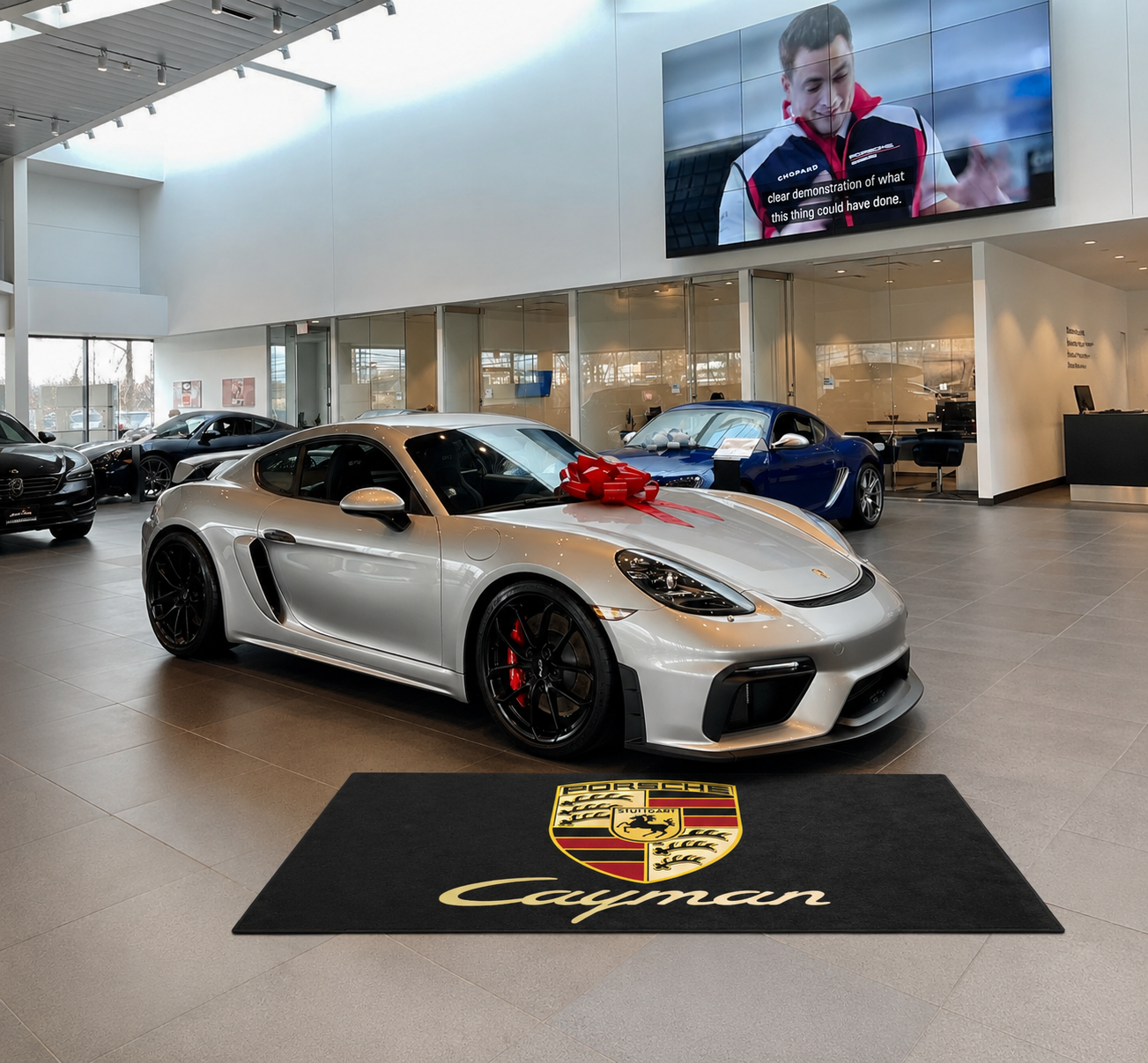Porsche Cayman Garage Floor Mat 5x7 FT (60x87 Inches) Premium Showroom Rug Wall Decor