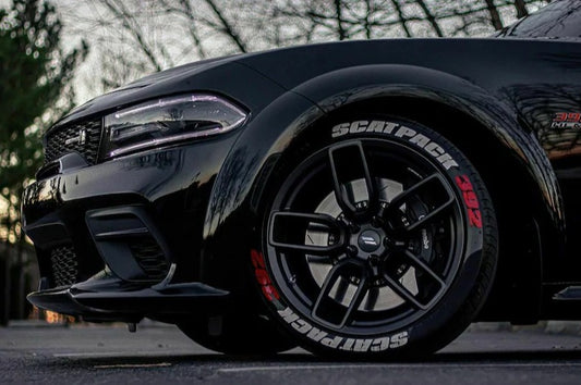 Scatpack 392 Permanent Tire Stickers – Full Set of 8 for 4 Tires – White Raised Lettering | Waterproof & 1.25" Decals