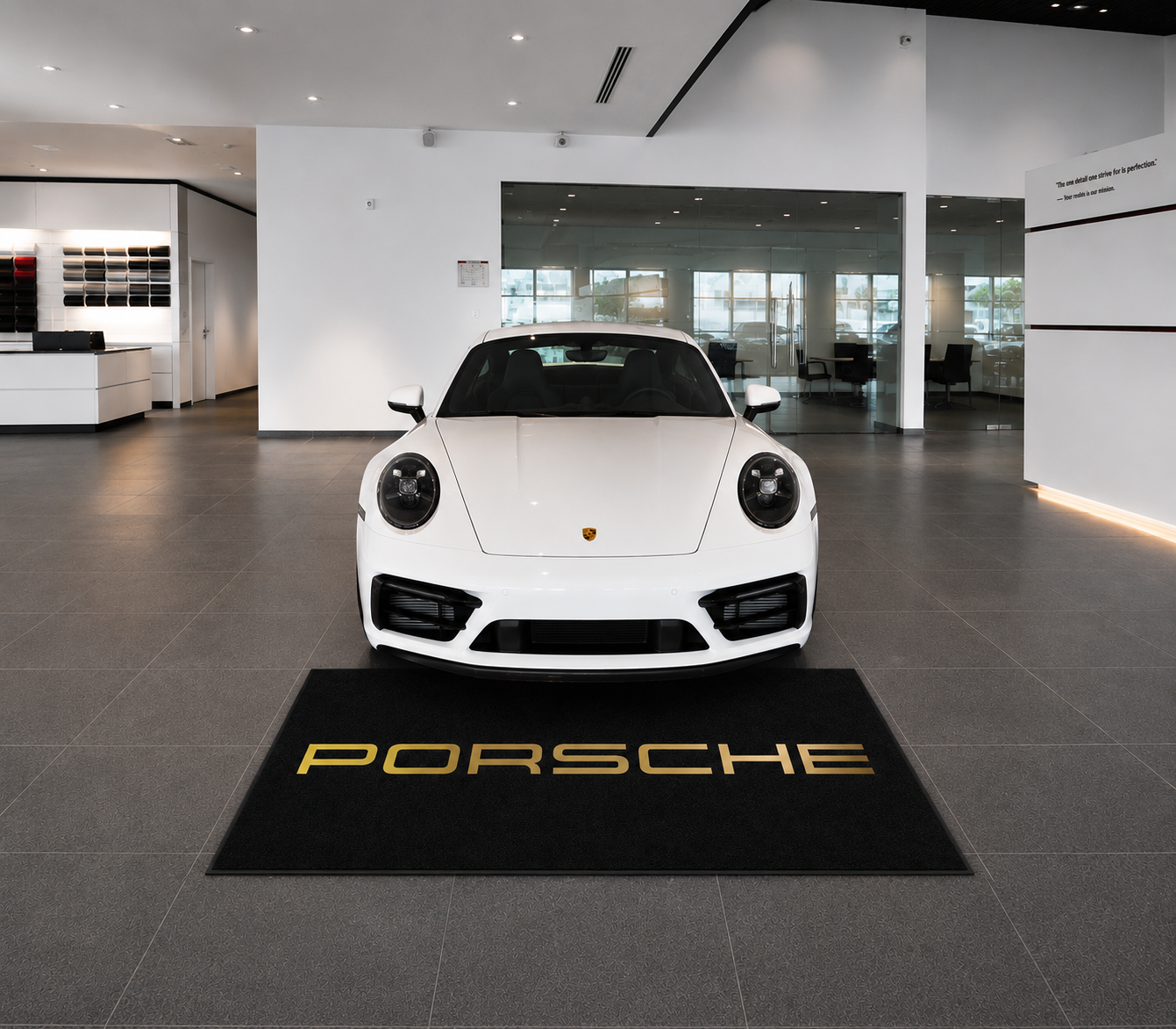 Porsche Garage Floor Mat 5x7 FT (60x87 Inches) Premium Showroom Rug Wall Decor