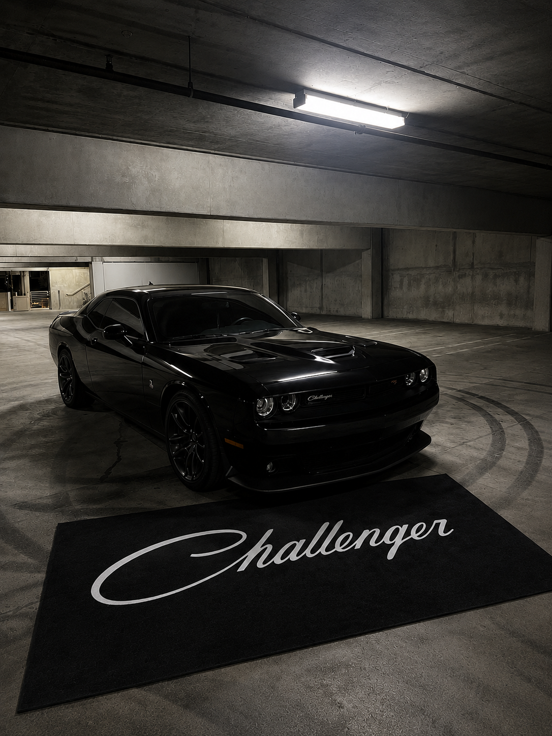 Challenger Garage Floor Mat 5x7 FT (60x87 Inches) Premium Showroom Rug Wall Decor