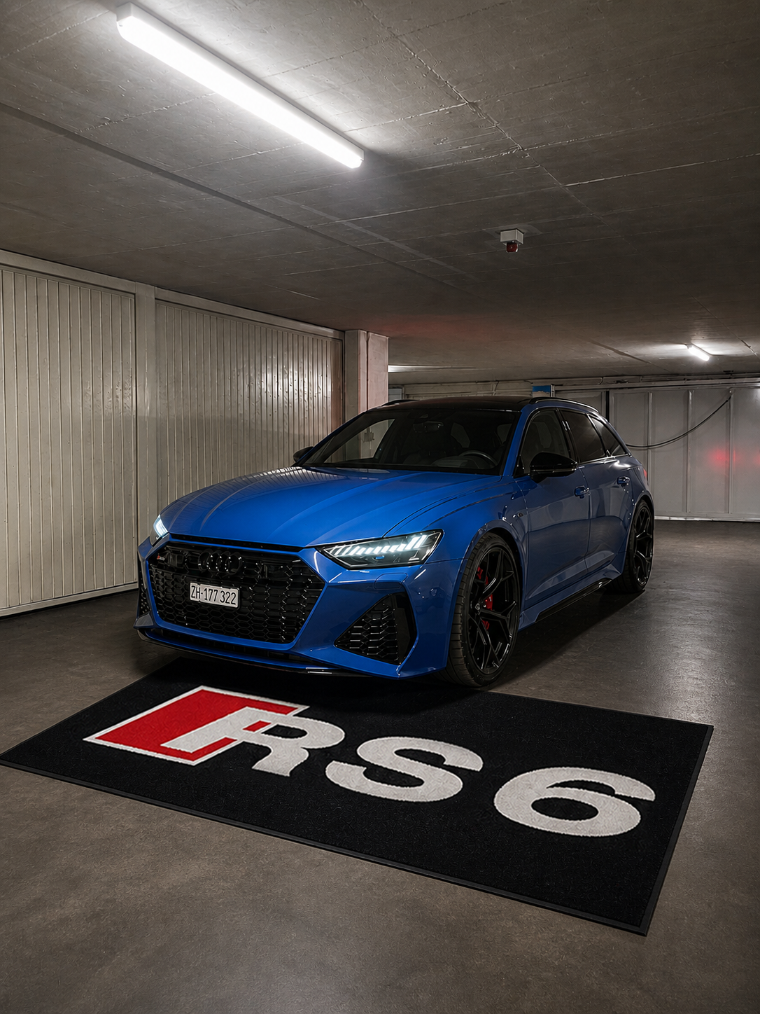 Audi RS6 Garage Floor Mat 5x7 FT (60x87 Inches) Premium Showroom Rug & Wall Decor