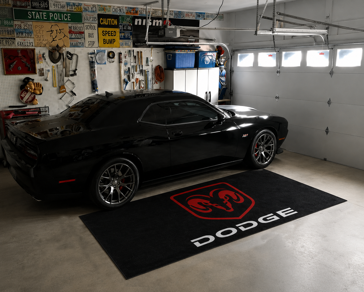 Dodge Garage Floor Mat 5x7 FT (60x87 Inches) Premium Showroom Rug Wall Decor