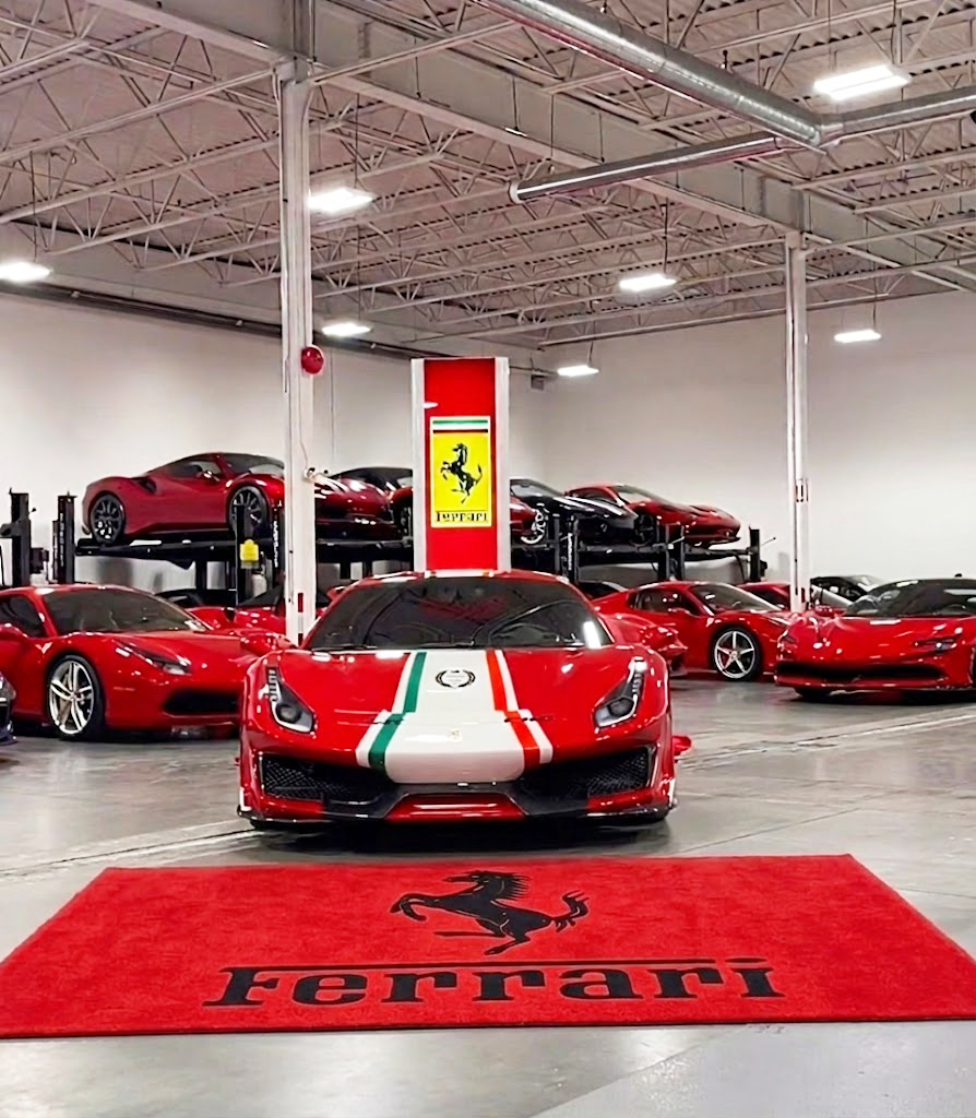 Ferrari Garage Floor Mat 5x7 FT (60x87 Inches) Premium Showroom Rug Wall Decor Red