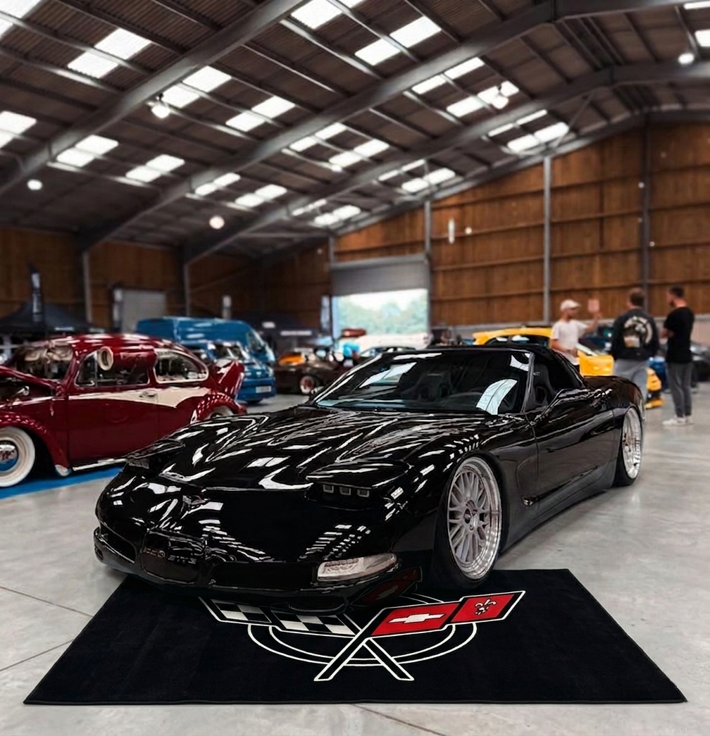 Corvette C5 Garage Floor Mat 5x7 FT (60x87 Inches) Premium Showroom Rug Wall Decor