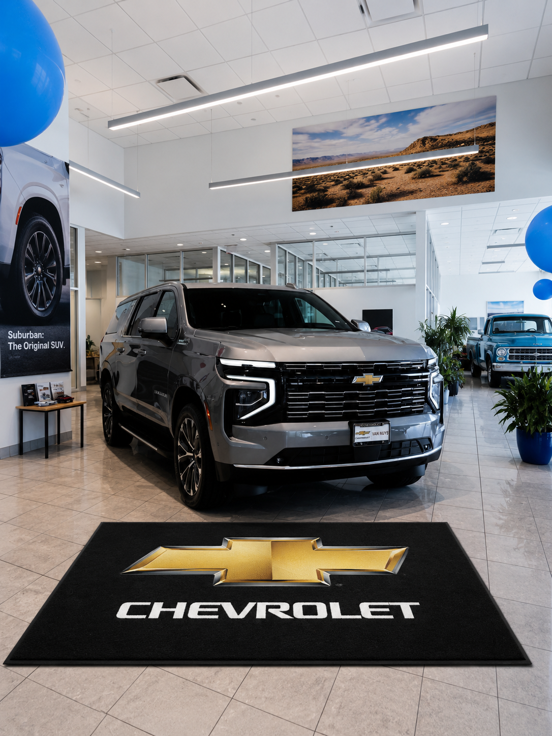 Chevrolet Garage Floor Mat 5x7 FT (60x87 Inches) Premium Showroom Rug Wall Decor