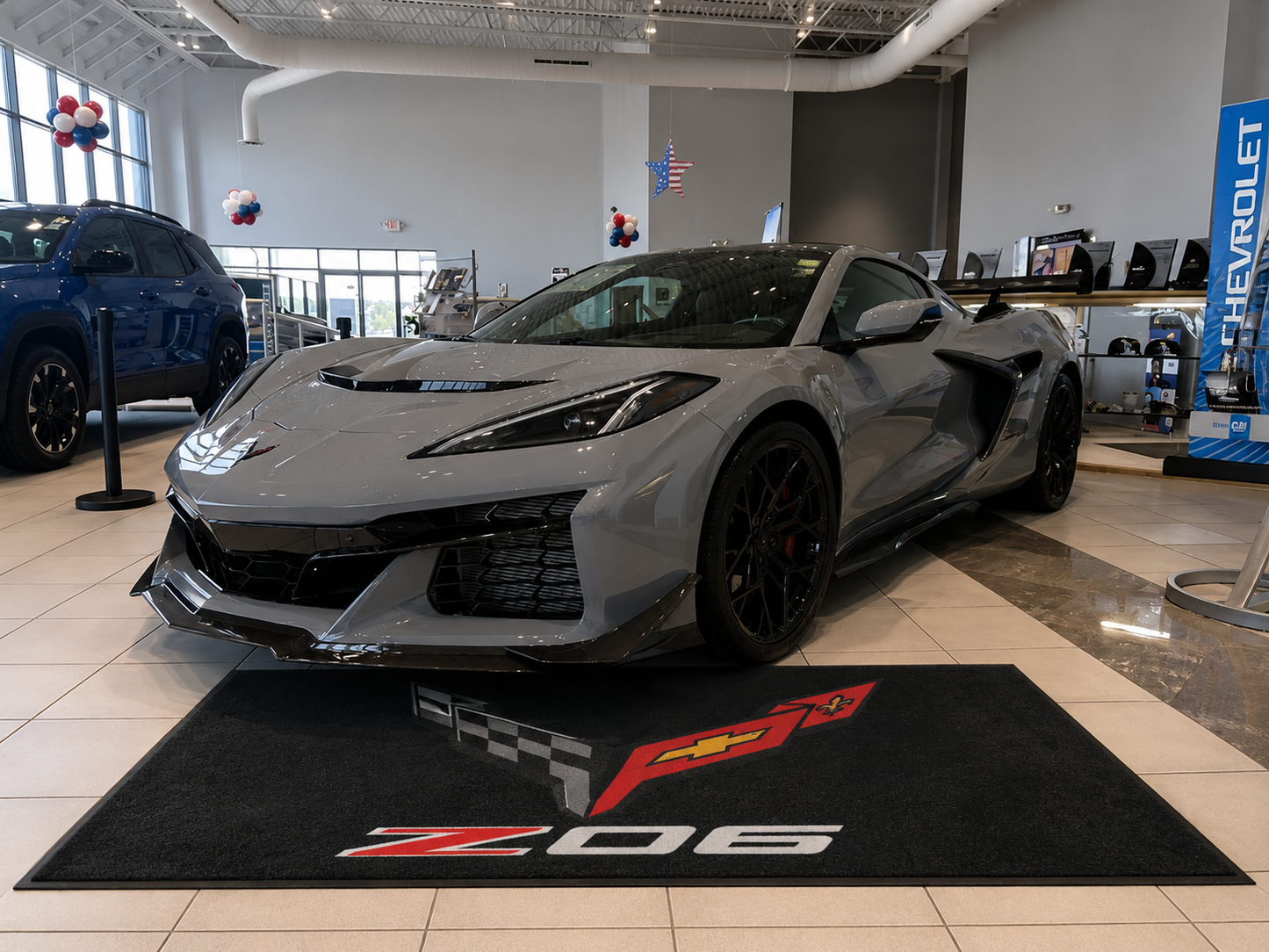 Corvette z06 Garage Floor Mat 5x7 FT (60x87 Inches) Premium Showroom Rug Wall Decor