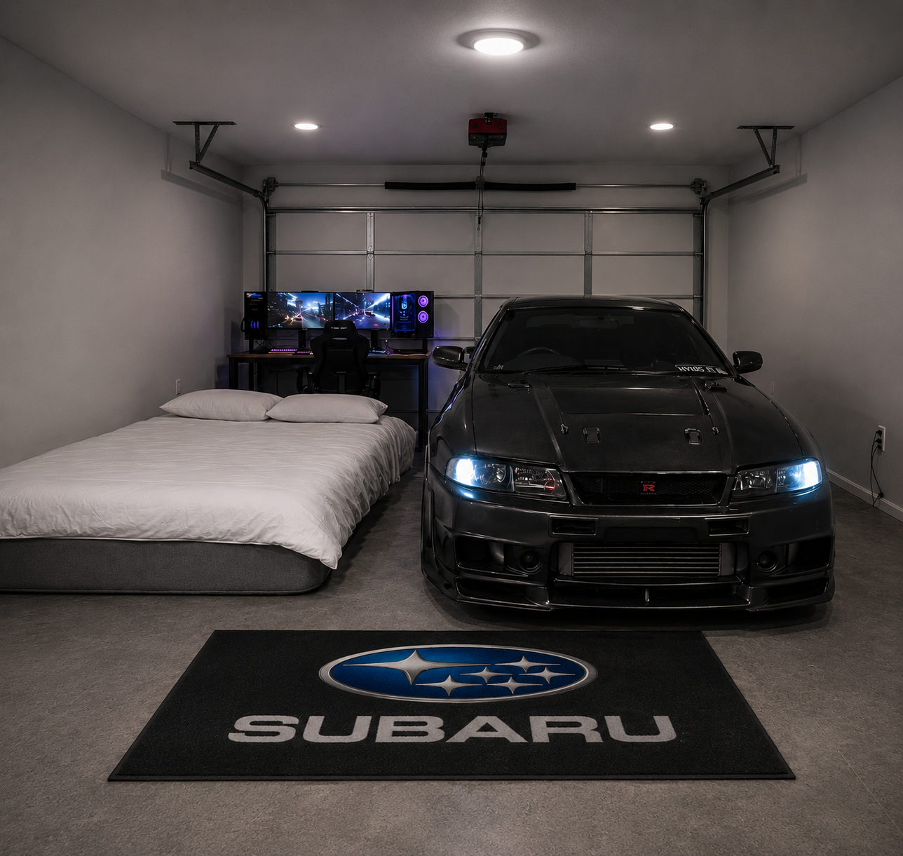 Subaru Garage Floor Mat 5x7 FT (60x87 Inches) Premium Showroom Rug Wall Decor
