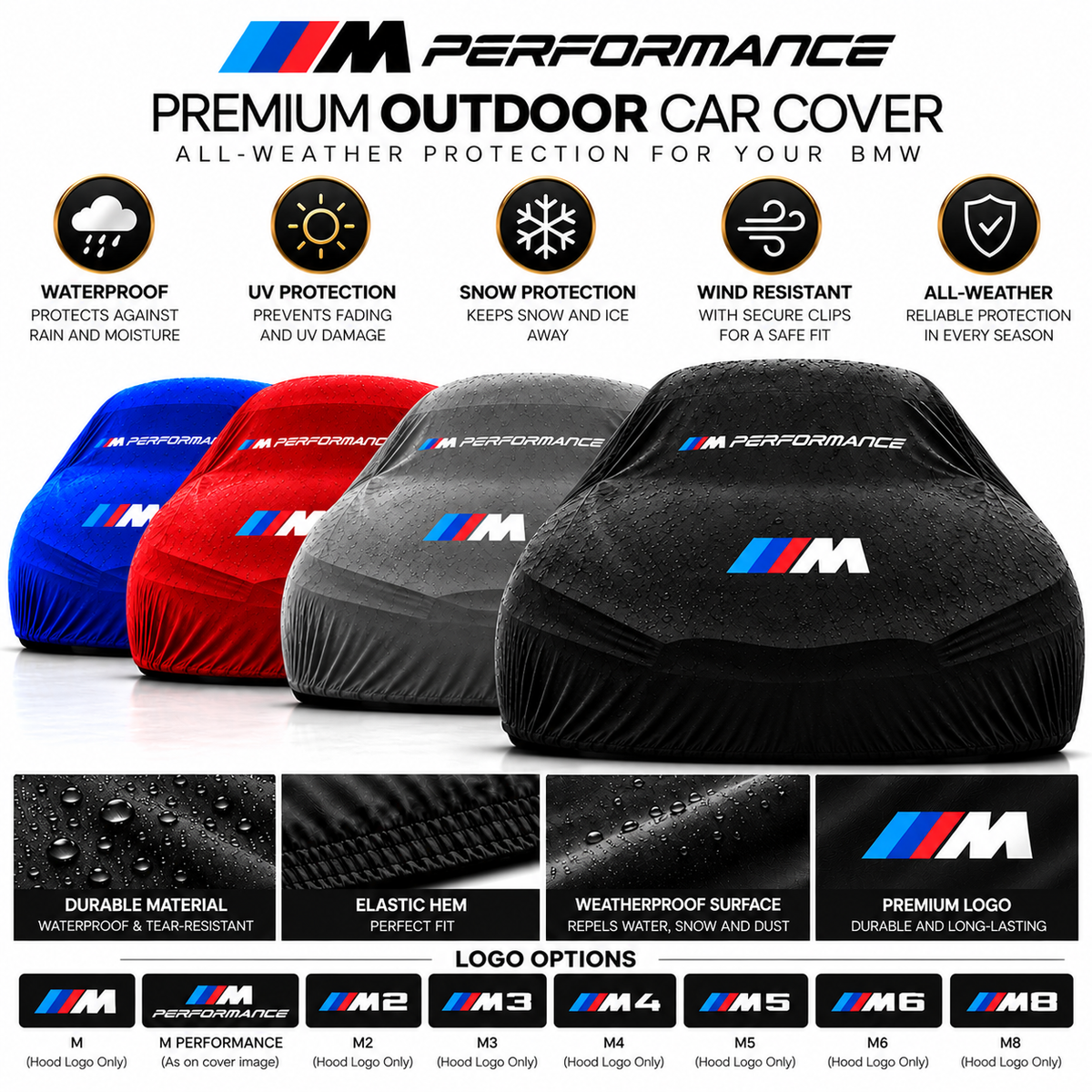 Geschikt voor BMW M Performance outdoor autohoes – waterdicht & op maat voor M2 M3 M4 M5 M6 M8