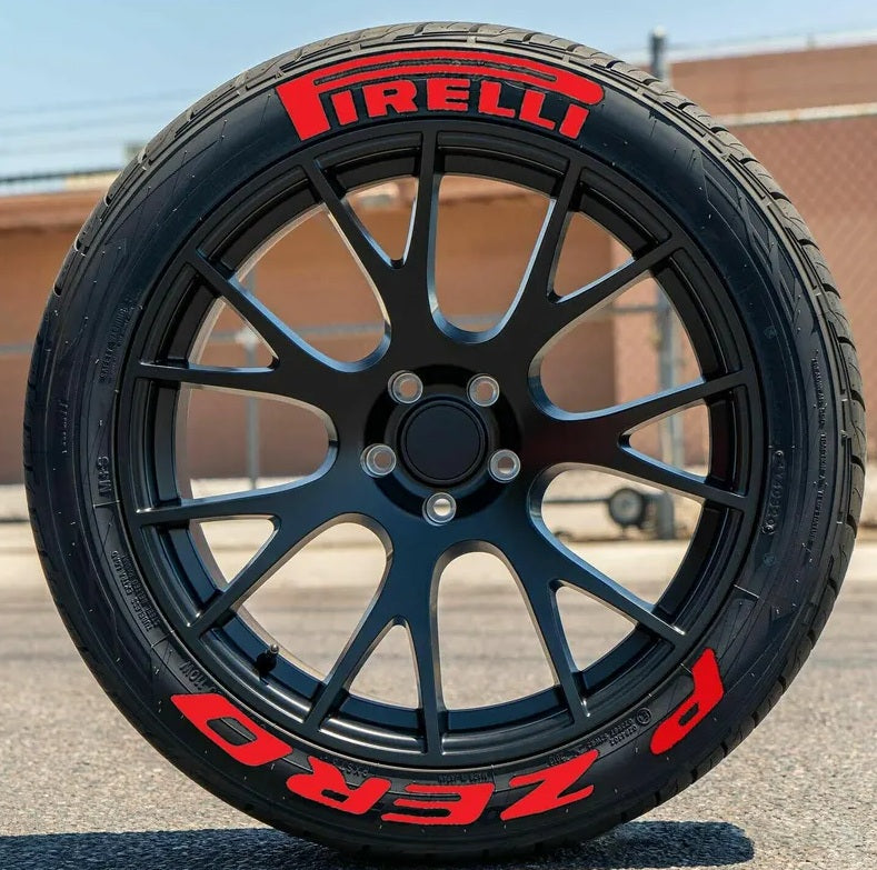 P Zero Permanent Tire Stickers Full Set of 8 for 4 Tires Waterproof & 1.25" Decals