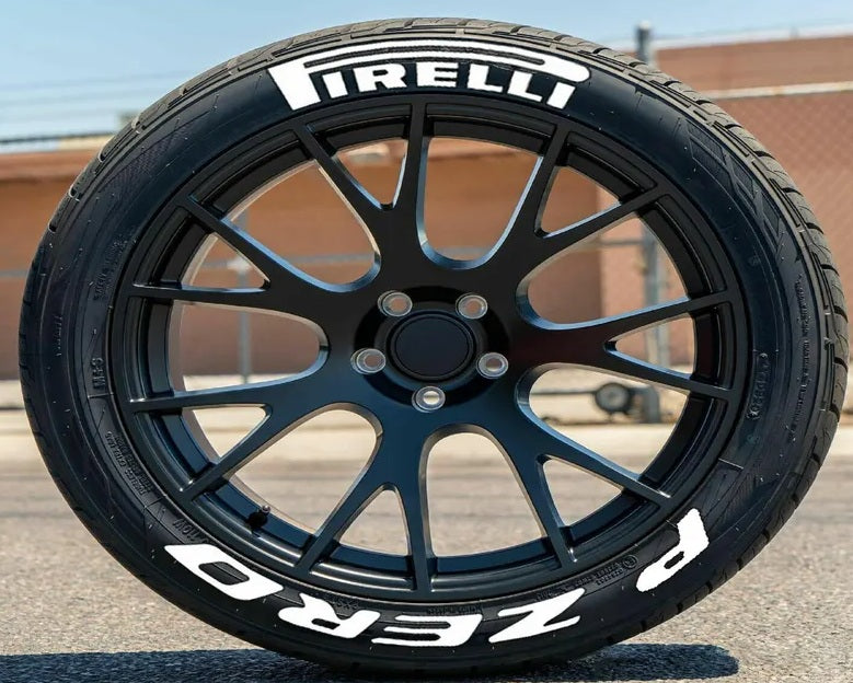 P Zero Permanent Tire Stickers Full Set of 8 for 4 Tires Waterproof & 1.25" Decals