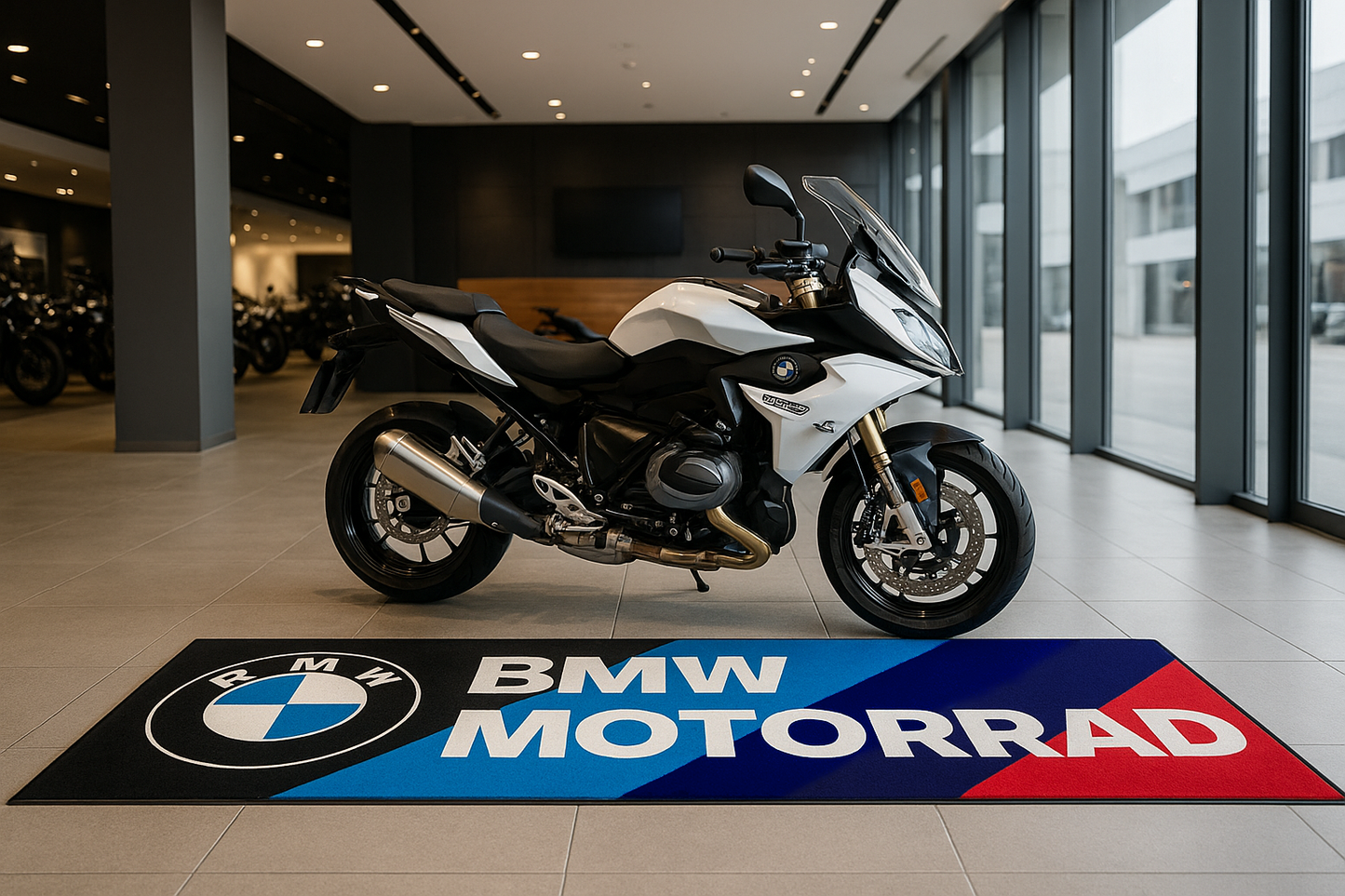 BMW Motorcycle Luxury Rug 32×87 INCH Home, Garage & Display Carpet