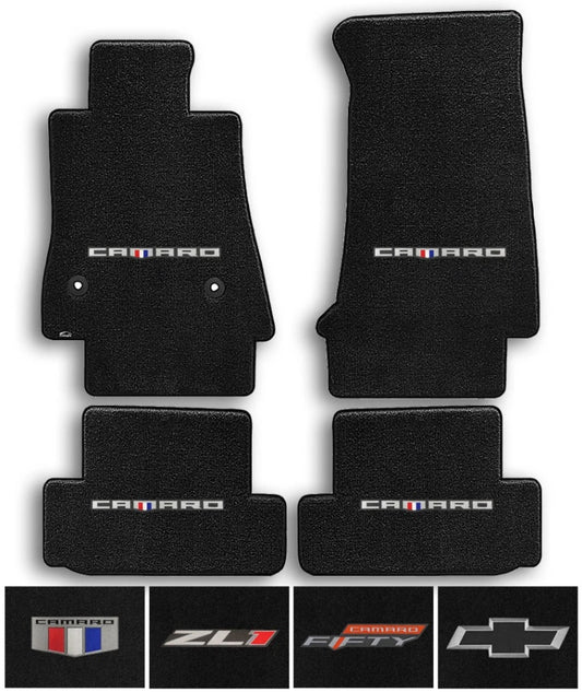 Camaro Floor Mats - Carpet Velour Mats For Camaro with Custom Stitch Logo