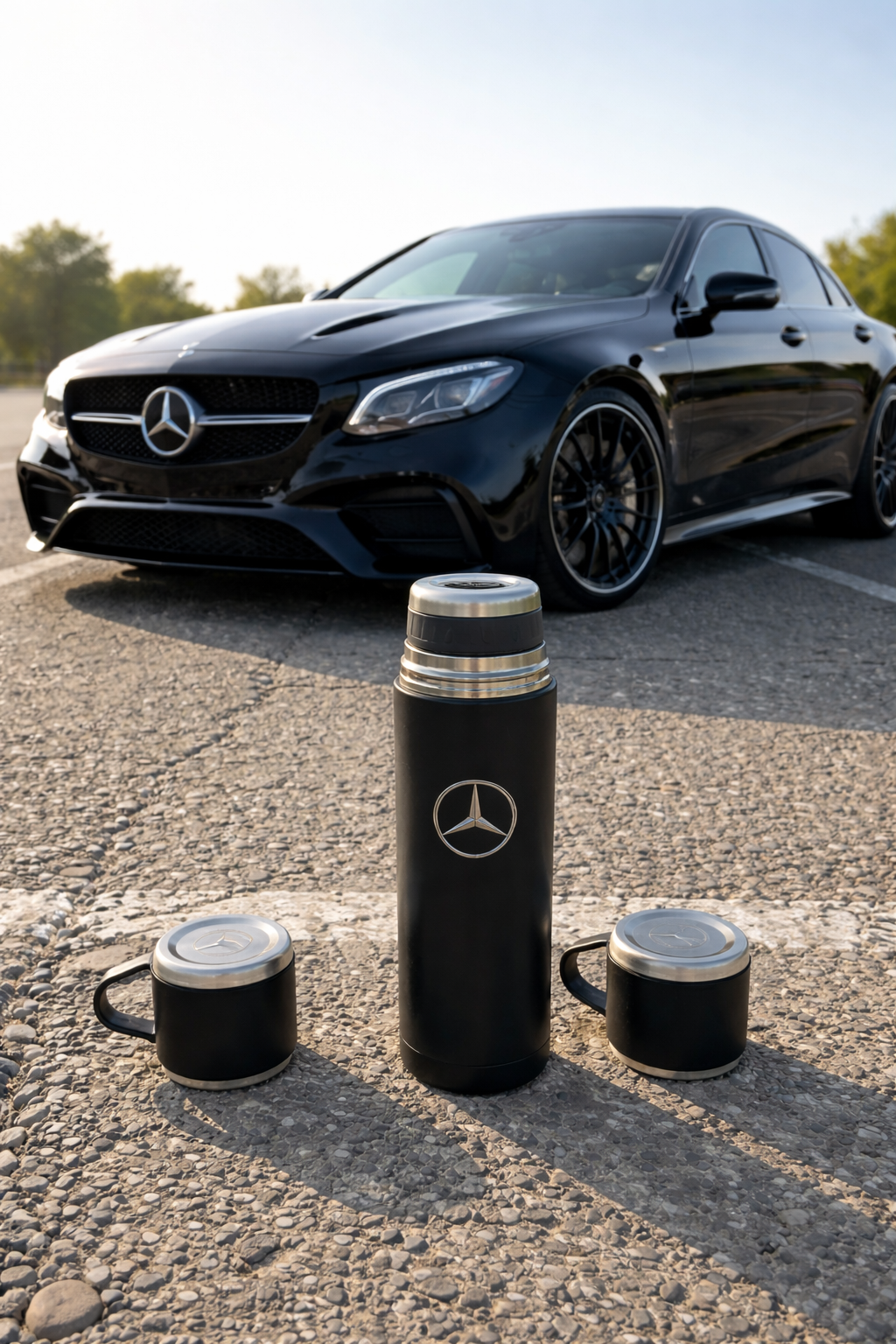 Mercedes Laser Logo Thermos Set 500 ml – Insulated Flask with 3 Cups