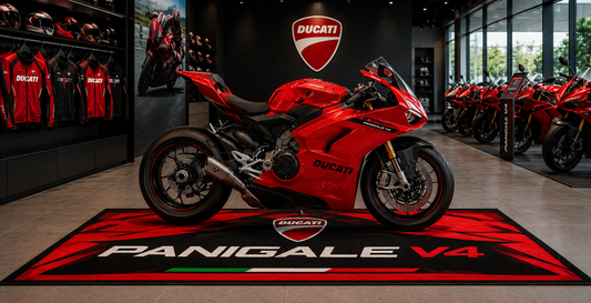 Ducati Panigale V4 Motorfiets Garagemat 81x221 cm Premium Showroom Tapijt