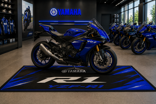 Yamaha YZF-R1 Motorfiets Garagevloermat 32x87 Inch Premium Showroom Tapijt