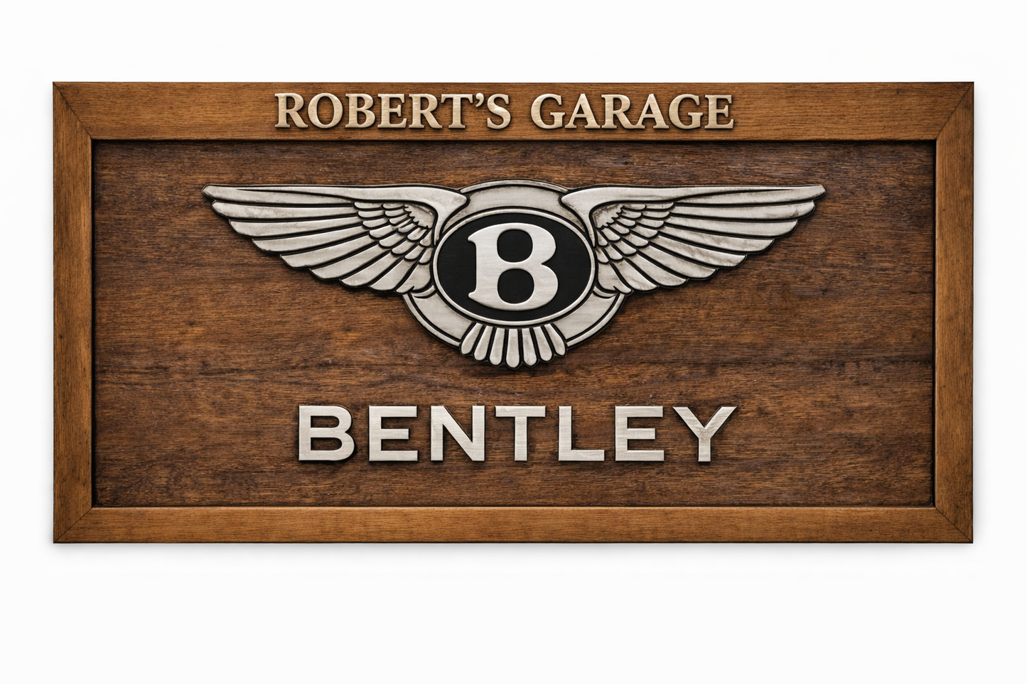 Hand-Carved Bentley Wooden Wall Art – Custom Letter Luxury Garage Decoration (59.06 × 27.56 INCHES)