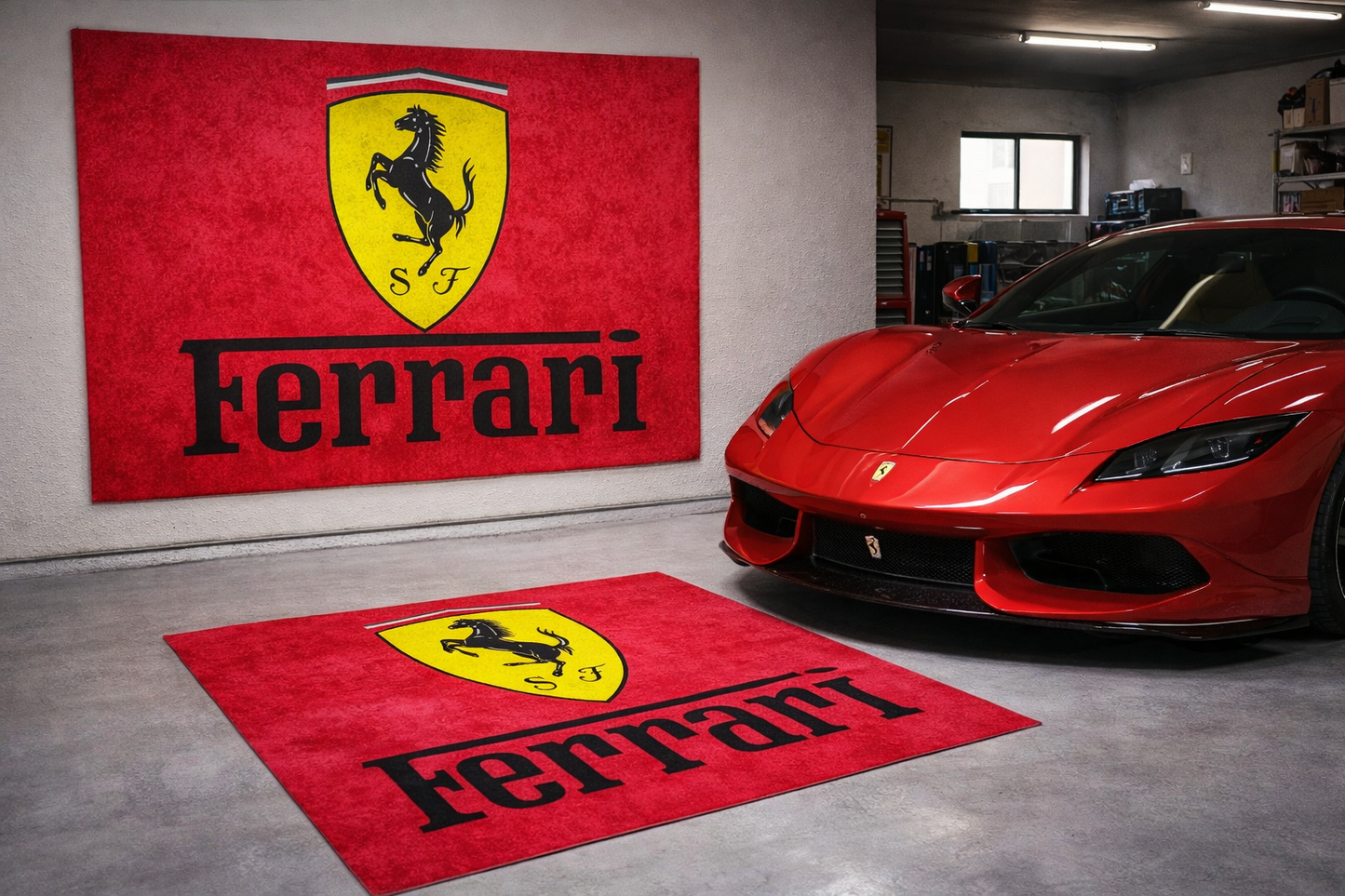 Ferrari Luxury Rug 60×87 INCH Home, Garage & Display Carpet