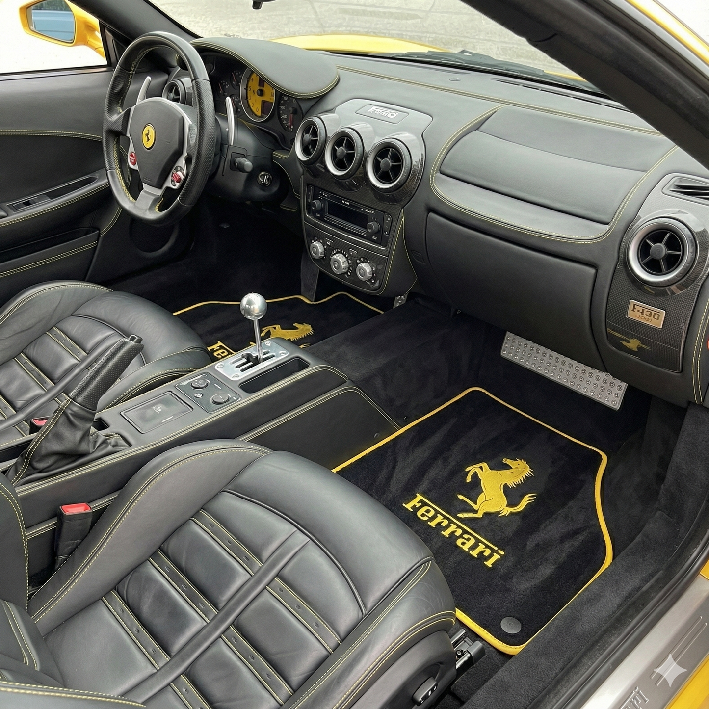 F E R R A R I Floor Mats Custom Fit Carpet Velour Mats with Custom Stitch