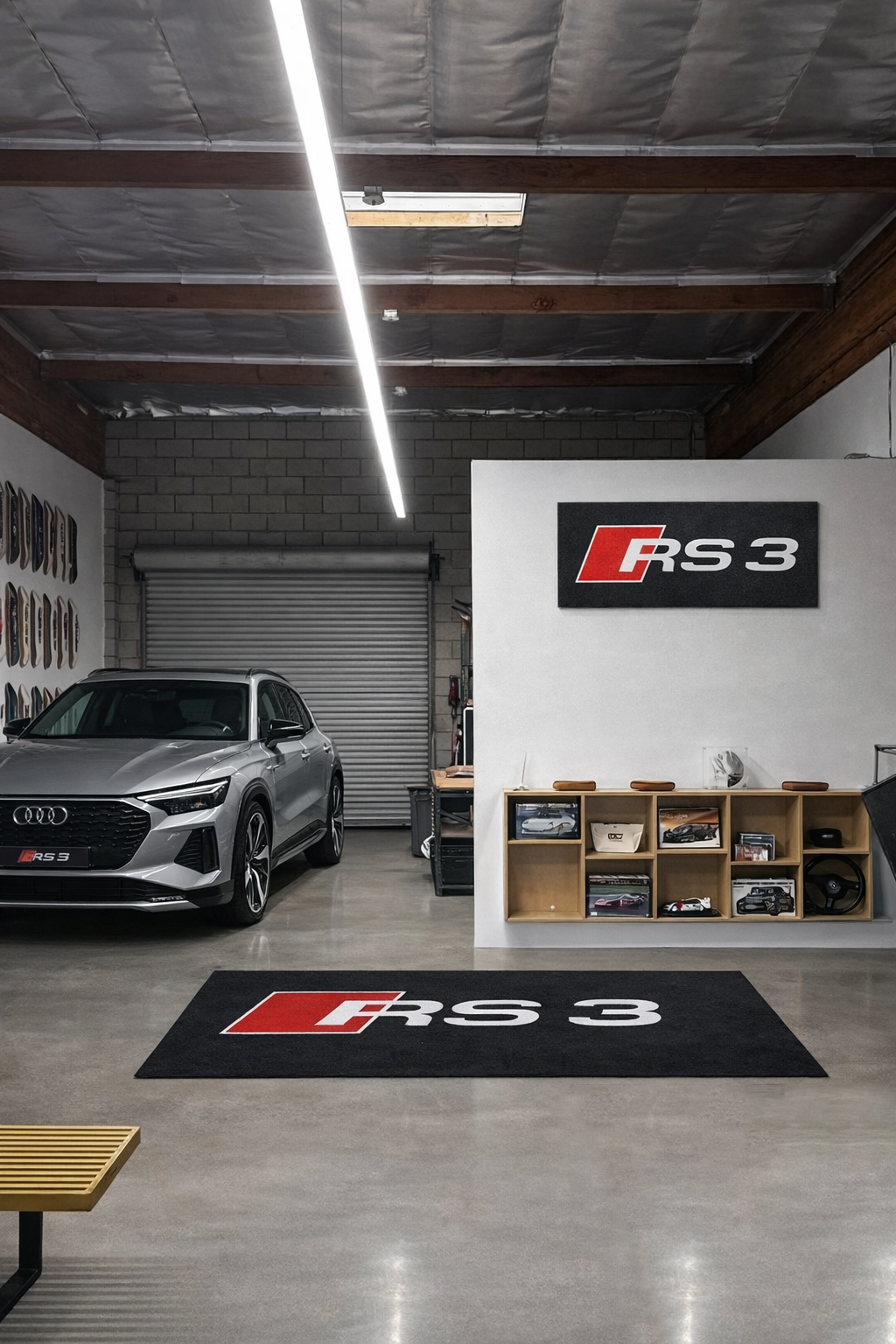 Audi RS3 Garage Floor Mat 5x7 FT (60x87 Inches) Premium Showroom Rug & Wall Decor