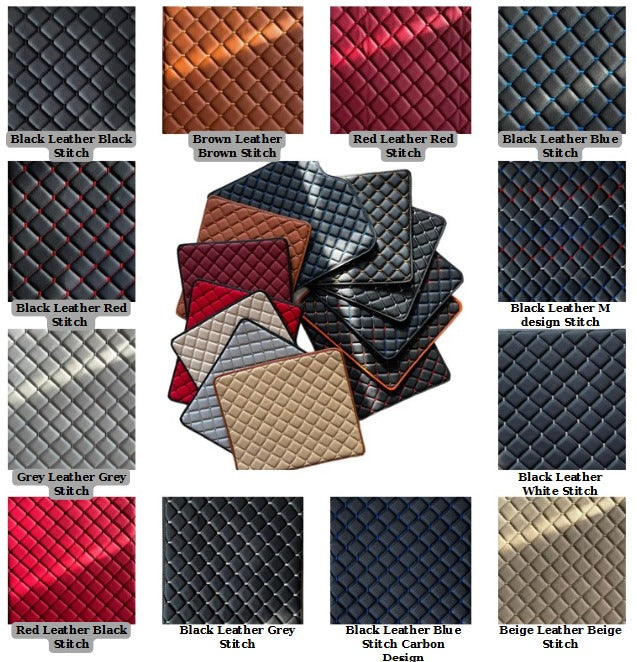 California Leather Floor Mats  Diamond Quilted Design with Prancing Horse Luxury Car Mat