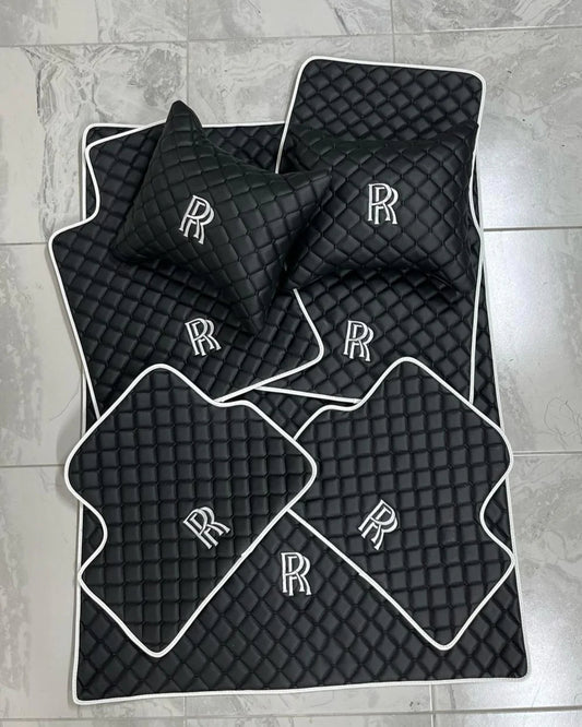 For Rolls Royce Leather Car Floor Mats Set Trunk Mat Pillow