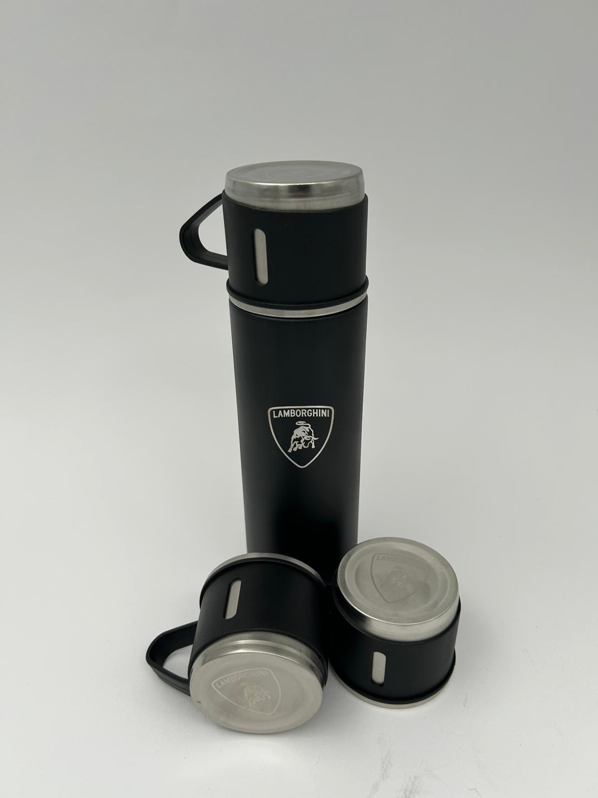 Lamborghini Laser Logo Thermos Set 500 ml – Insulated Flask with 3 Cups