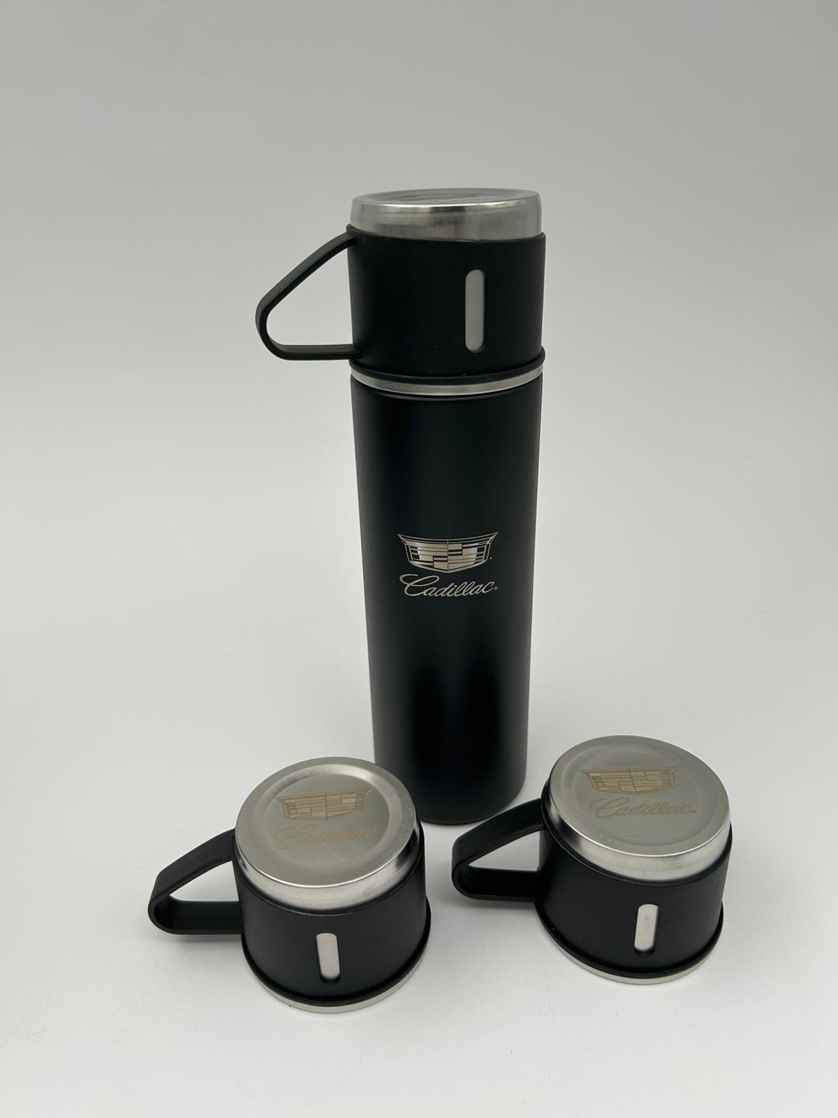 Cadillac Laser Logo Thermos Set 500 ml – Insulated Flask with 3 Cups